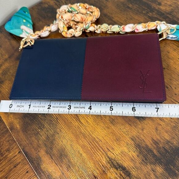 Yves Saint Laurent YSL Vintage Multicolor Two-Tone Long Wallet W/ Added Crossbod - Picture 16 of 16